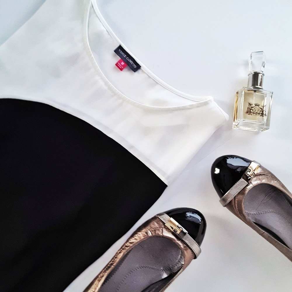 Vince Camuto Satin Color Block Sleeveless Blouse